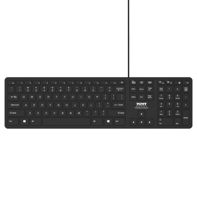Port Office Executive Low Profile 105Key Wired Keyboard - Black