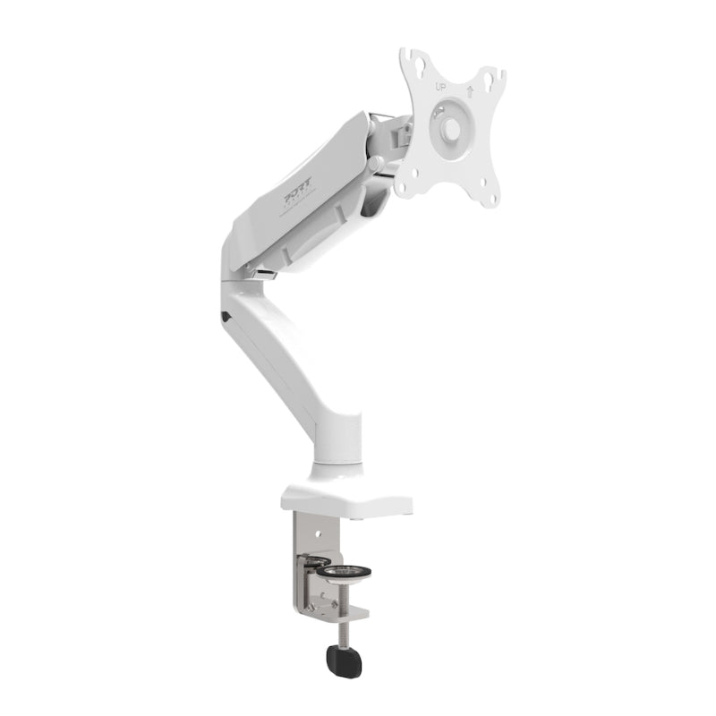 Port Monitor Arm Vesa Single Screen - White