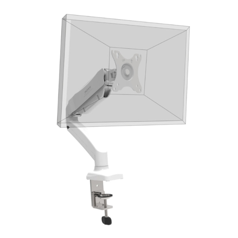 Port Monitor Arm Vesa Single Screen - White