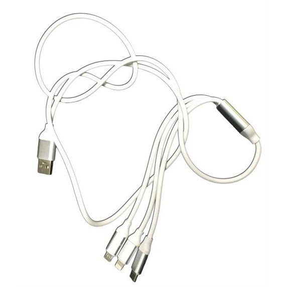 Geeko 3 In 1 Charging And Data Cable With Lightning, Micro Usb And Type C-Usb 2.0 Port Data Sync And File Transfer. 2.1A Current Rating For Charging, Colour: Blue Silver, Retail Box, No Warranty