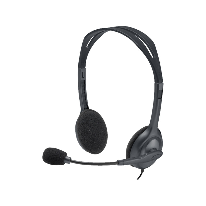 Logitech H111 Stereo Headset with Noise-cancelling microphone - Full stereo sound Adjustable headband Rotating microphone boom 1 year Limit warranty