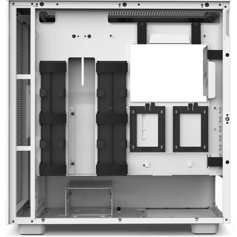 Nzxt H7 Mid-Tower Matte White Tempered Glass Perforated Front And Top Panel Includes X2 F Series Quiet 120Mm Fans