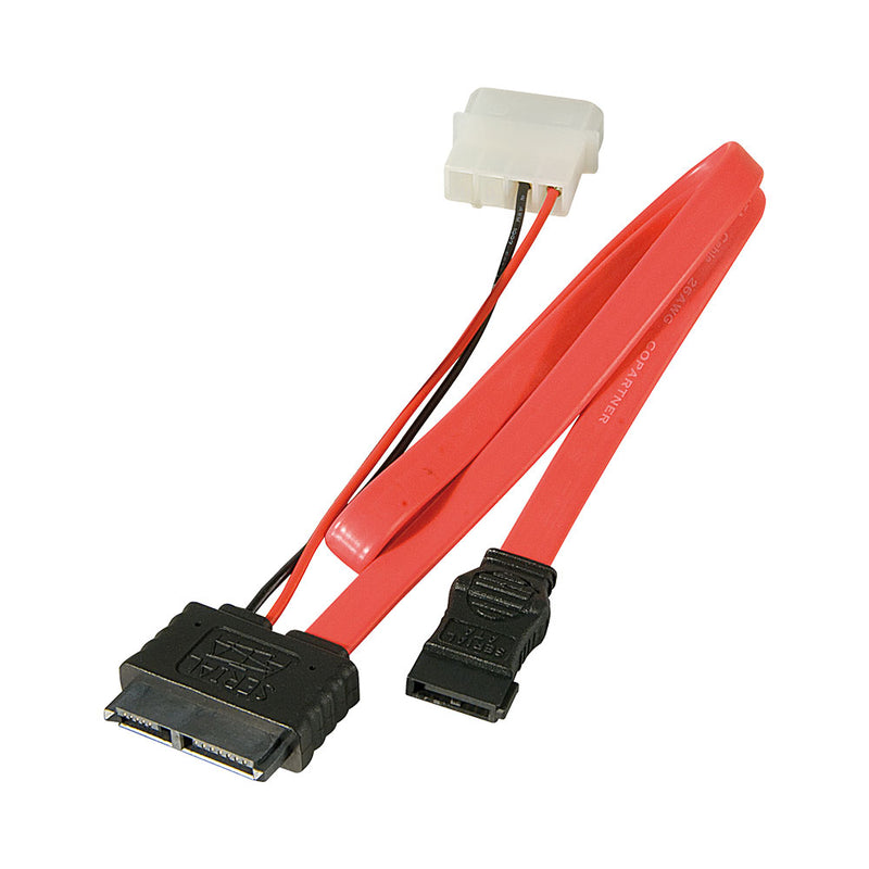 Lindy Internal Slim Sata Cable With 5.25" Psu Power Connection - 0.5M