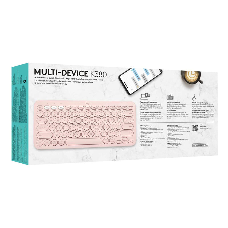 Logitech® K380 Multi-Device Bluetooth® Keyboard - Rose - Us Int'L - Bt - N/A - Intnl