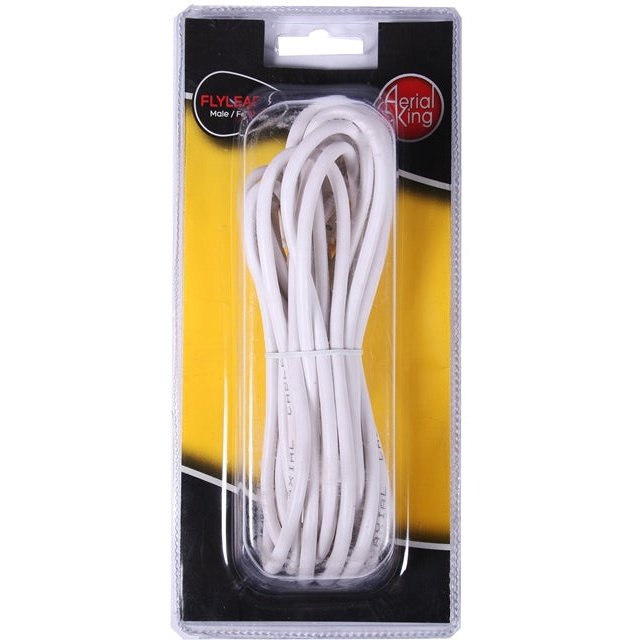 Aerial King Fly Lead 5m Male to Female is a high-quality coaxial cable designed for seamless TV signal transmission. Measuring 5 meters in length it features a male-to-female connector setup making it ideal for extending connections between your TV and...
