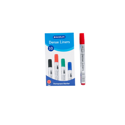 Marlin Dense Permanent Markers Pack of 10 Red - Non-Toxic Long Lasting Fade-Resistant Ink Durable Writing Can Write On Almost Any Surface Long Lasting Bullet Tip Bullet Tip For Precise Writing Quick Drying Ink And Waterproof