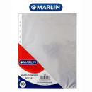 Marlin A4 File Pockets Sleeves Clear Pack of 10- Clear A4 Multi Punched Pockets 40 Micron Protect Important Papers And Documents From Wrinkles And Dust Multi Punched Holes For Easy Filing