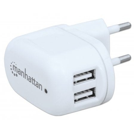 Manhattan Popcharge Home - Europlug C5 Usb Wall Charger With Two Ports , Retail Box, Limited Lifetime Warranty