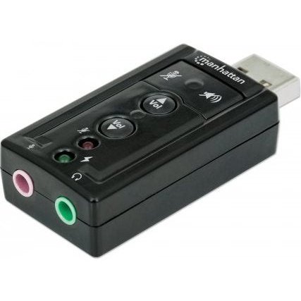 Manhattan Hi-Speed Usb 3D 7.1 Sound Adapter - Compact Usb 2.0 External Sound Card, 7.1-Channel Virtual 3D Surround Sound, Volume Controls