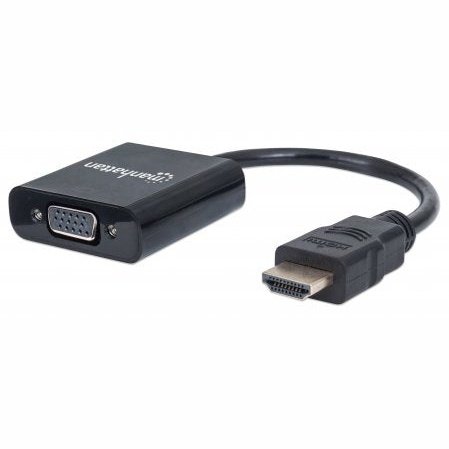 Manhattan Hdmi To Vga Converter - Hdmi Male To Vga Female, Black, Retail Box, Limited Lifetime Warranty