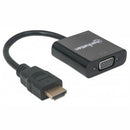 Manhattan Hdmi To Vga Converter - Hdmi Male To Vga Female, Black , Retail Box, Limited Lifetime Warranty