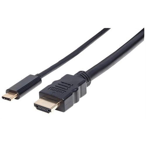 Manhattan USB-C to HDMI Adapter Cable - Converts a DP Alt Mode Signal to an HDMI 4K Output 2 m (6 ft.) Black Limited Lifetime Warranty
