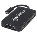 Manhattan Usb-C 4-In-1 Audio Video Converter - Usb 3.1 Type-C Male To Hdmi Dp Vga Dvi Female Black Limited Lifetime Warranty