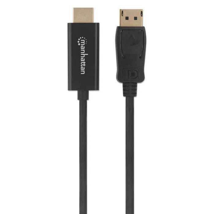 Mahattan 1080P Displayport To Hdmi Cable - Displayport Male To Hdmi Male Cable, 1.8 M (6 Ft.), Black, Retail Box, Limited Lifetime Warranty