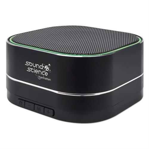 Manhattan Sound Science Metallic LED Bluetooth Speaker - Bluetooth 5.0 Microphone Integrated Controls FM Radio MicroSD Card Slot Black 1 year Limited Warranty