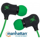 Manhattan Sound Science Nova Sweatproof Earphones - Lightweight Sweatproof Earphones with In-Line Mic Black-Green Limited Lifetime Warranty