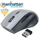 Manhattan Curve Wireless Optical Mouse - Usb, Five Button With Scroll Wheel, 1600 Dpi, Grey Black , Retail Box, Limited Lifetime Warranty