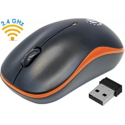 Manhattan Success Wireless Optical Mouse - Usb, Three Buttons With Scroll Wheel, 1000 Dpi, Orange/black , Retail Box, Limited Lifetime Warranty