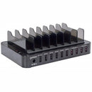 Manhattan 10-Port Usb Charging Station - 76W, 12A Usb Charging Dock With Qc 2.0, Eight-Bay Stand