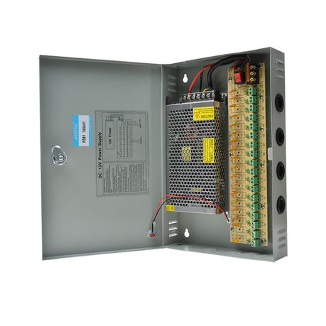Securnix 12Vdc 30Amp 18 Channel Cctv Power Supply Box Input:110-220Vac, Output: 12Vdc 30A 18Ch, Ptc 1M Ac Cord With Sa Plug, ,