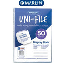 Marlin Uni File A4 All Purpose Flip File Display Book- 50 X Page Pocket 40 Micron Polyethylene Transparent Anti-Static Plastic Sleeves For Paperwork Art And Project Storage