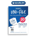 Marlin Uni File A4 All Purpose Flip File Display Book- 20 X Page Pocket 40 Micron Polyethylene Transparent Anti-Static Plastic Sleeves For Paperwork Art And Project Storage