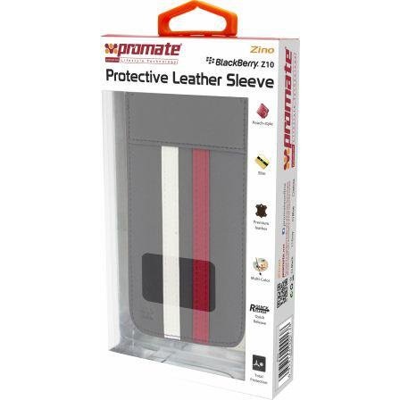 Promate Zino BlackBerry Z10 Protective Leather Sleeve Colour: Grey The Zino is a simple solution protecting your BlackBerry Z10 from everyday knocks and scratches. This slim and lightweight leather case features a micro suede inner interior to prevent ...