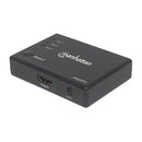 Manhattan 4K Compact 3-Port HDMI Switch - 4K@60Hz AC Powered Remote Control Black Limited Lifetime Warranty