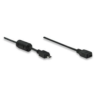 Manhattan Micro USB BM to Micro USB Female HI-Speed USB 2.0 Extension Cable1m Colour:Black Limited Lifetime Warranty