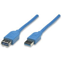 Manhattan Superspeed Usb Extension Cable - A Male / A Female, 2 M (6.5 Ft.), Blue, Retail Box, Limited Lifetime Warranty
