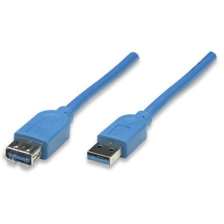 Manhattan Superspeed Usb Extension Cable - A Male A Female, 3 M (10 Ft.), Blue, Retail Box, Limited Lifetime Warranty