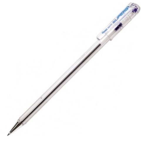 Pentel Superb BK77 Series Ballpoint Pen Single Blue- 0.7mm Fine Point Classic Style Cap Handy Pocket Clip Oil-Based Ink Sold As Single Unit Colour Blue