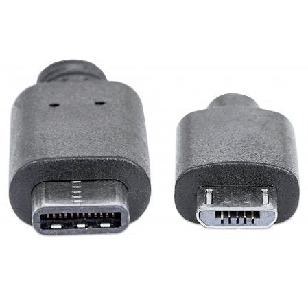 Manhattan Hi-Speed USB C Device Cable - USB 2.0 Type-C Male to Micro-B Male 480 Mbps 1 m (3 ft.) Black Limited Lifetime Warranty