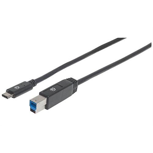 Manhattan SuperSpeed USB C Device Cable - USB 3.1 Gen 1 Type-C Male to Type-B SuperSpeed Male 5 Gbps 2 m (6 ft.) Black Limited Lifetime Warranty