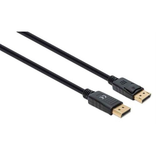 Manhattan 8K @ 60Hz Displayport 1.4 Cable -Displayport Male To Male, 1 M (3 Ft.), Supports 4K@120Hz, Hdr, Gold-Plated Contacts, Pvc Jacket With Latches, Black, Retail Box, Limited Lifetime Warranty