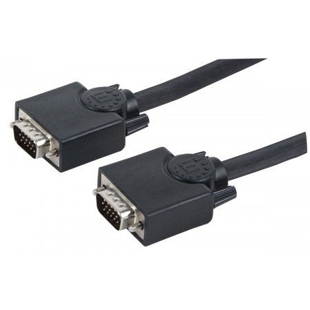 Manhattan SVGA Monitor Cable (372190)- HD15 Male / HD15 Male with Ferrite Cores 20 m (65 ft.) Black Limited Lifetime Warranty