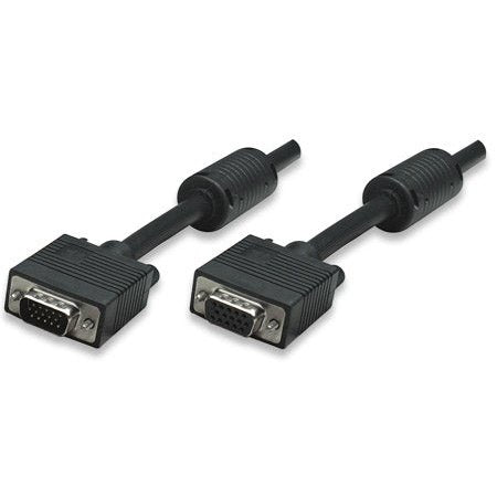 Manhattan SVGA Extension Cable - HD15 Male / HD15 Female with Ferrite Cores 7.5 m (25 ft.) Black Limited Lifetime Warranty