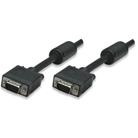 Manhattan SVGA Monitor Cable (373708)- HD15 Male / HD15 Male with Ferrite Cores 7.5 m (25 ft.) Black Limited Lifetime Warranty