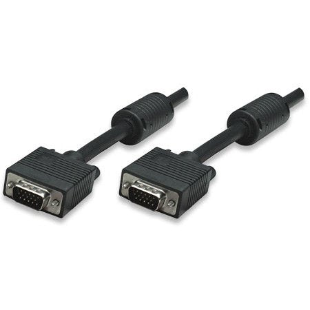 Manhattan Svga Monitor Cable (373715)- Hd15 Male / Hd15 Male With Ferrite Cores, 30 M (100 Ft.), Black, Retail Box, Limited Lifetime Warranty