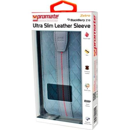 Promate Zetro BlackBerry Z10 Ultra Slim Leather Sleeve Colour:Blue The Zetro is an ultra slim sleeve case designed to protect your BlackBerry Z10 from everyday knocks and scratches. This ultra slim and lightweight leather case features a micro suede in...