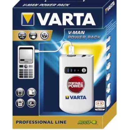 Varta V-Man Portable Power Pack Set-Usb-In & Usb-Out Function,7-Part Adapter Set,Storage Bag,Max. Charging Current 800 Ma,Liion Akku 3.7 V 1800 Mah,Usb-Adapter Micro-Usb Extension Mini-Usb-White, Retail Box ,