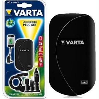 Varta V Man USB Charger Plug Set-Compatible with all Micro USB Mini USB and and Apple® 30-pin devices-Black