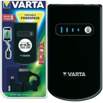 Varta V Man Power Pack-External Battery Pack Li-Ion 1800 Mah -Mini-Usb Cable ,Micro-Usb Cable,30-Pin Apple Dock Cable-Black, Retail Box , No Warranty