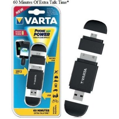 Varta Mini Powerpack Charger-Smart 2-In-1 Solution-Compatible With All Micro Usb And Apple® 30-Pin Devices-400Mah Lithium-Ion Rechargeable Battery-Black, Retail Box , No Warranty