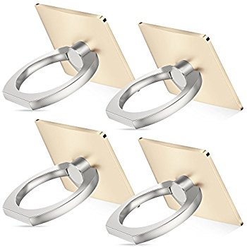 Geeko Universal Ring Smartphone Grip - Versatile swivel grip Vertical or horizontal kickstand capability Compatible with iPhone and most Smart phones and Tablets-Gold