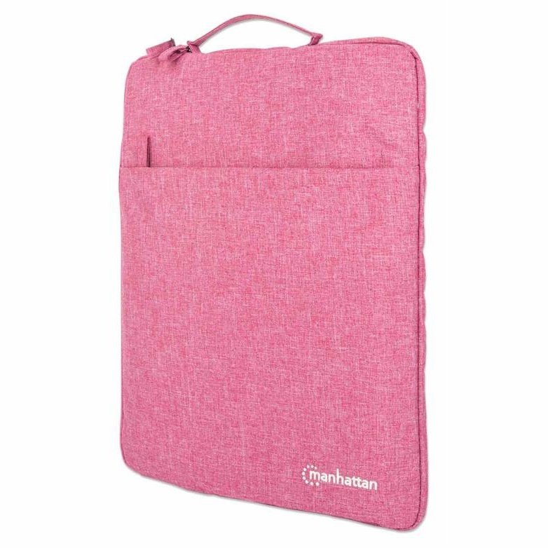 Manhattan Seattle Notebook Sleeve 15.6" - Top Load Fits Most Laptops Up To 15.6", Premium Padding, Water-Resistant, Notebook Compartment, Front Pocket, Handle, Pink, Retail Box, Limited Lifetime Warranty
