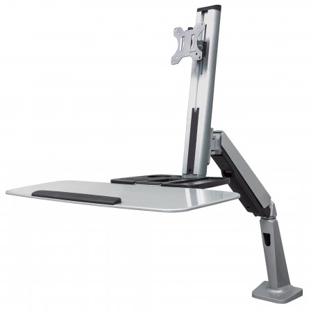 Manhattan Universal Sit And Stand Workstation Mount - Single-Monitor Ergonomic Workstation, Gas-Spring Counterbalance, Supports One 13" To 32" Monitor, Retail Box, Limited Lifetime Warranty