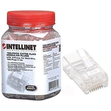 Intellinet CAT5E UTP 3-prong terminal for solid wire RJ45 Modular Plugs Gold-Plated Contact Points - 100-Pack