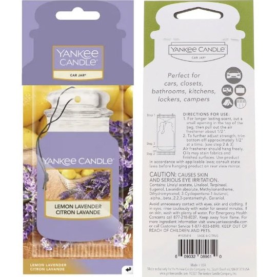 Yankee Candle Lemon Lavender 2D Paperboard Fragrance Infused Card Jar Shaped Single Unit