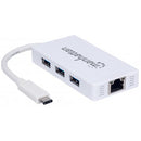 Manhattan 3-port Usb Hub With Gigabit Ethernet, Retail Box, 1 Year Limited Warranty
